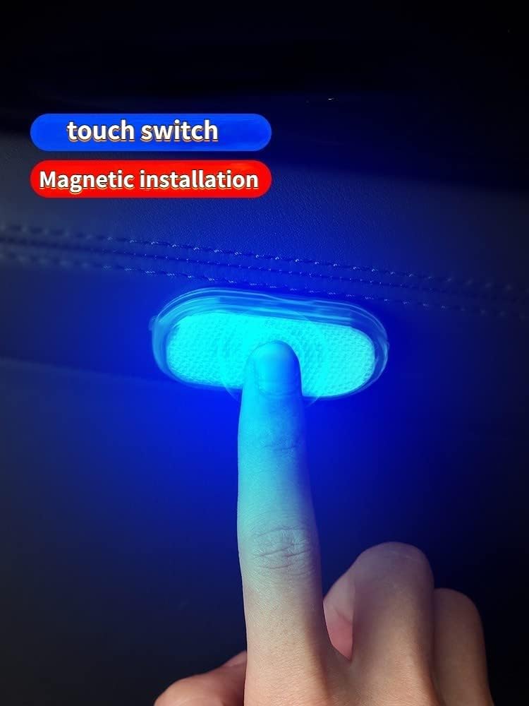 2 Pcs LED Interior Car Lights with 7 Colors and 6 Bright LED Lamp Beads - USB Rechargeable Atmosphere Lighting - Image 2