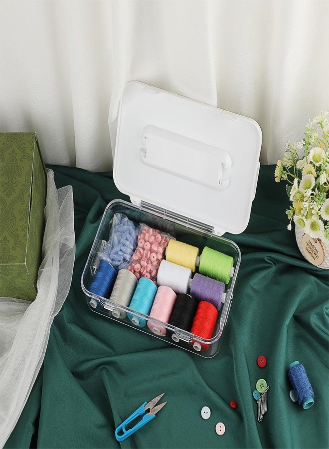 بي تي سكاي علبة تخزين بلاستيكية شفافة من BTSKY بغطاء ومقبض، منظمات وصناديق تخزين متعددة الأغراض للحرف اليدوية، سهلة الحمل والتكديس، صندوق تخزين مسطح للأقلام الرصاص وأقلام التلوين والملاحظات اللاصقة، عبوة واحدة - Image 5