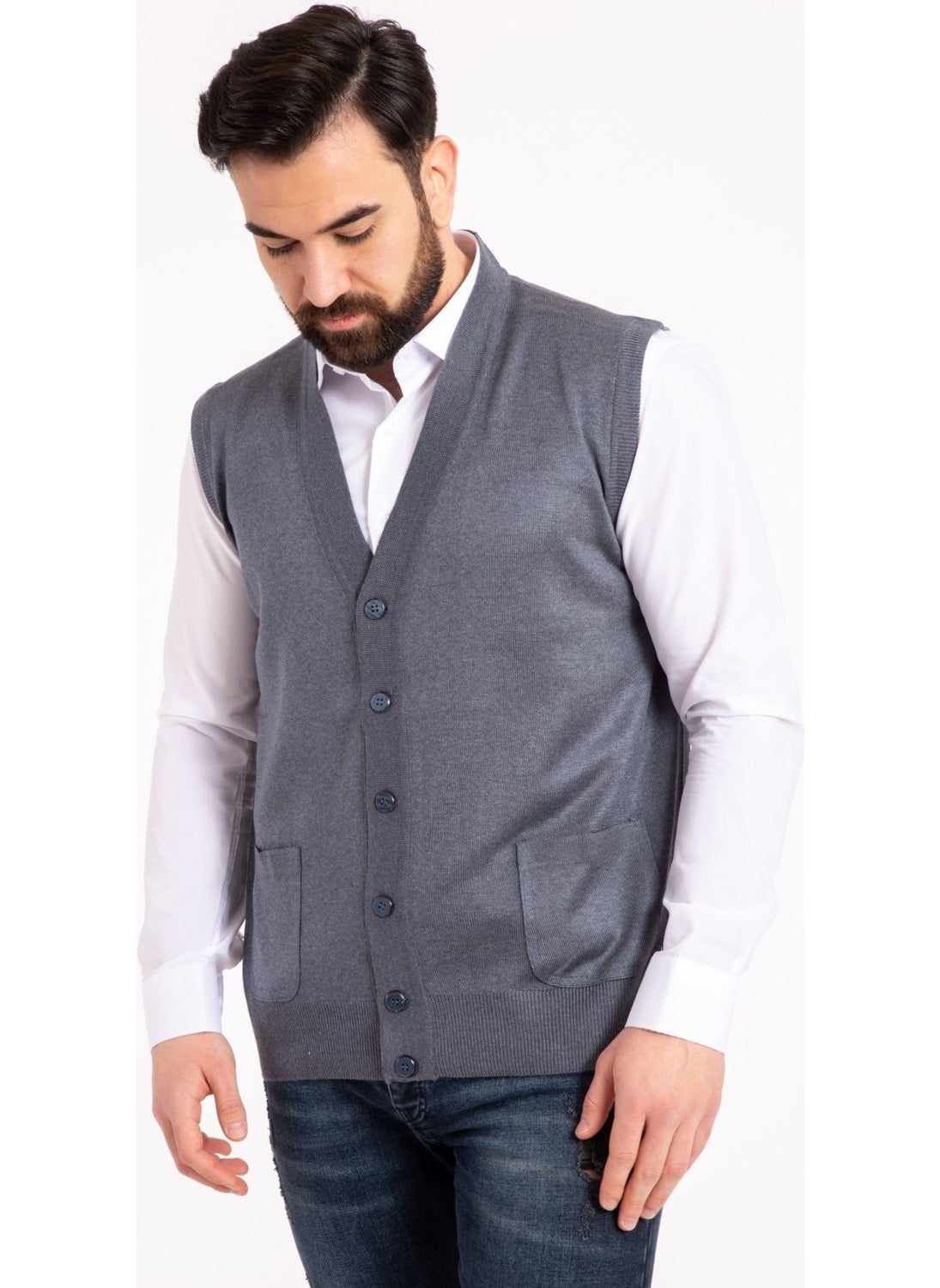 Mutlu City - Men's Middle Age and Above Fine Wool Knitwear Knitted Father's Vest 5110 - Image 1