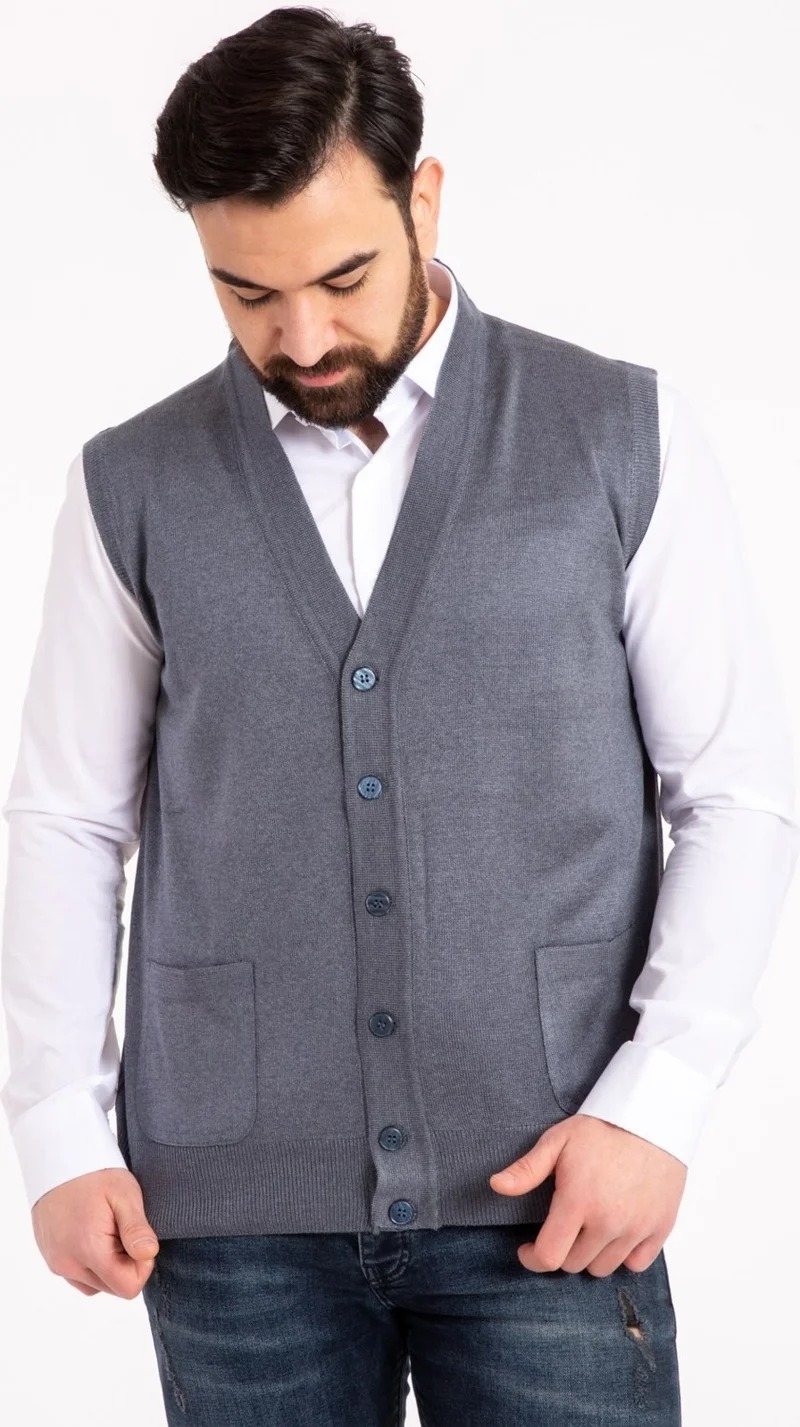 Mutlu City Men's Middle Age and Above Fine Wool Knitwear Knitted Father's Vest 5110