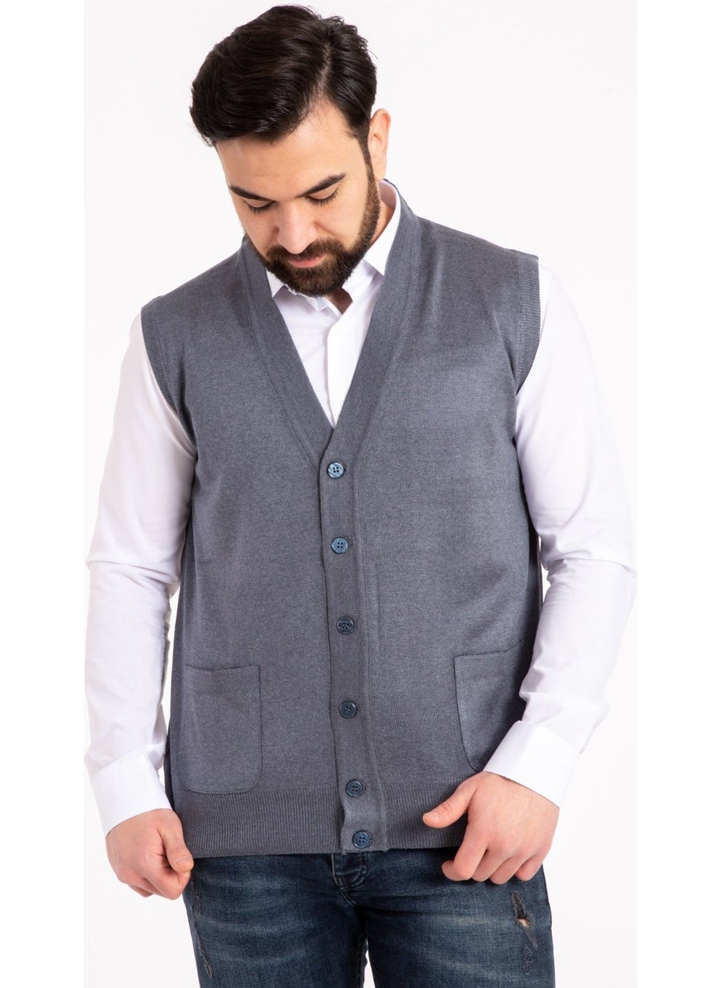 Mutlu City - Men's Middle Age and Above Fine Wool Knitwear Knitted Father's Vest 5110 - Image 1