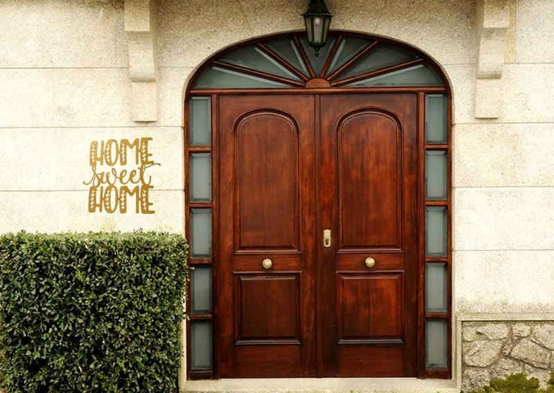 Purpledip Wooden Laser Cut Wall Hanging: Home Sweet Home, Golden (12378) - Image 3