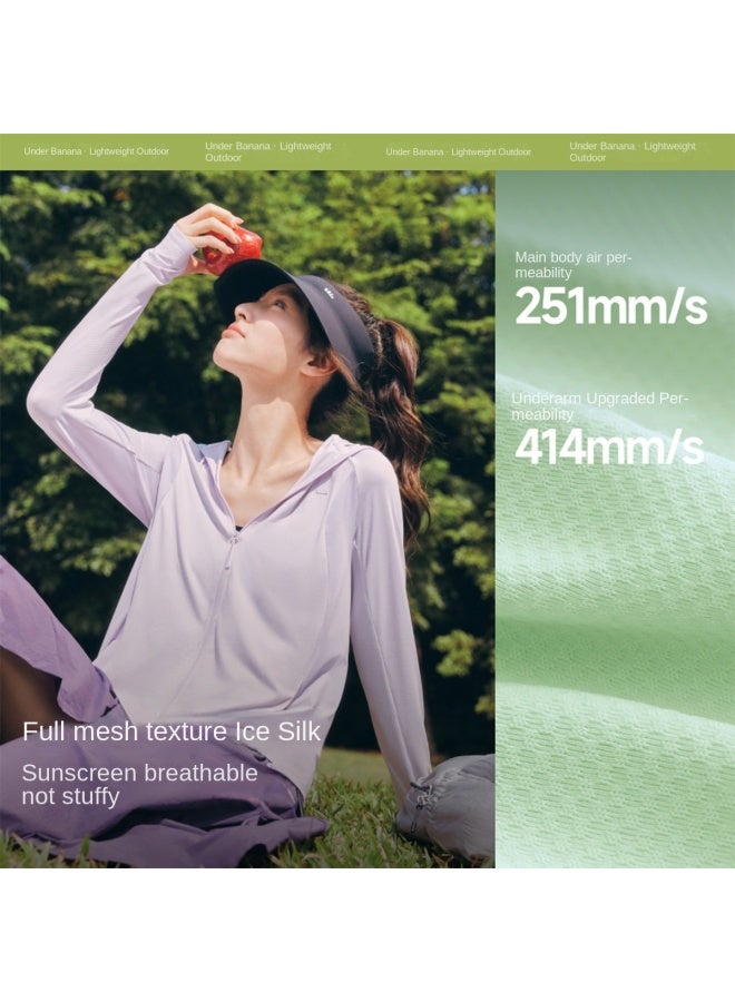 نيو سترة نسائية جديدة مريحة تسمح بمرور الهواء للحماية من الشمس، ملابس خارجية رياضية خفيفة الوزن ذات ملمس منعش للحماية من الأشعة فوق البنفسجية في الصيف لملابس البشرة - Image 3