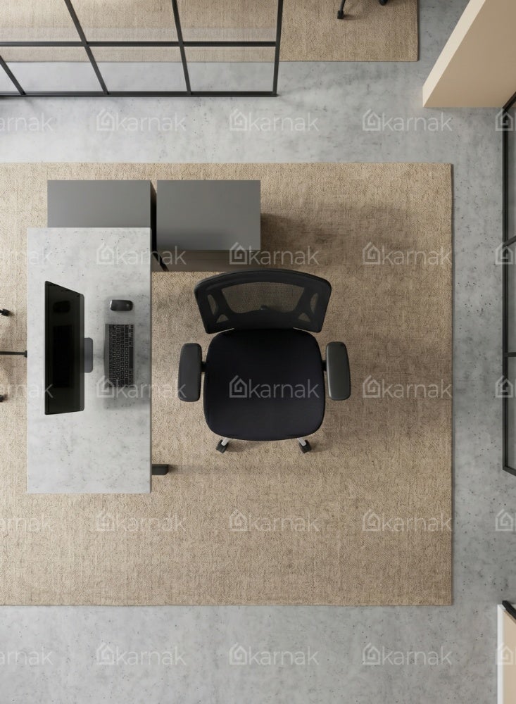 KARNAK Comfy Medium Back Office Chair with Breathable Mesh Back, Adjustable Height, Swivel Base and Fixed Armrests, Black - Image 4