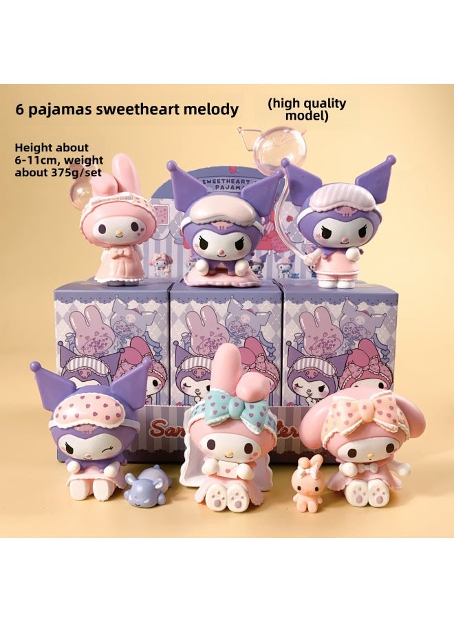 Ready In Stock, Kuromi Blind Box, Trick-Or-Treat Series Figures, Cute Girly Heart Desktop Decoration Ornaments, Birthday Gifts-Color:14 Styles Of Back Companions + 1 Random Melody Blind Box For Flower Season [if You Need A Complete Set Of 14]