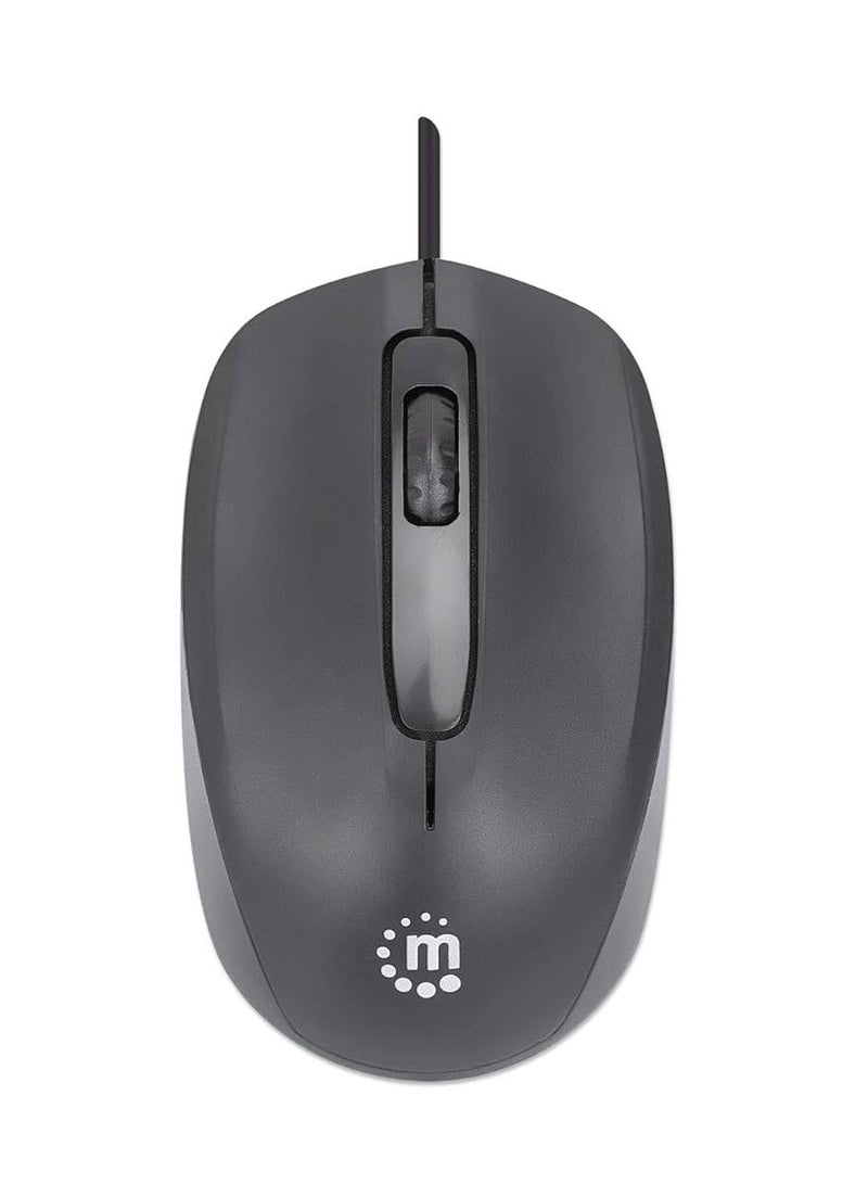 Manhattan Comfort II Wired Optical Mouse 190190 - 1000 DPI, Symmetrical Design, 1.2m –black Cable, USB-A - Image 2