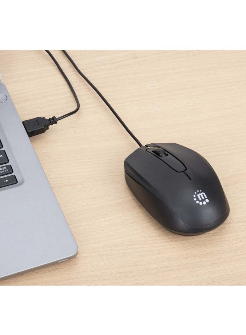 Manhattan Comfort II Wired Optical Mouse 190190 - 1000 DPI, Symmetrical Design, 1.2m –black Cable, USB-A - Image 5