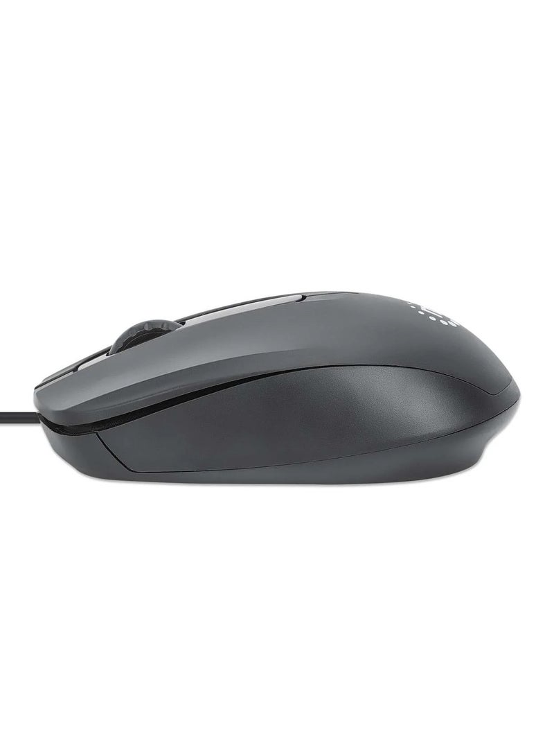 Manhattan Comfort II Wired Optical Mouse 190190 - 1000 DPI, Symmetrical Design, 1.2m –black Cable, USB-A - Image 3