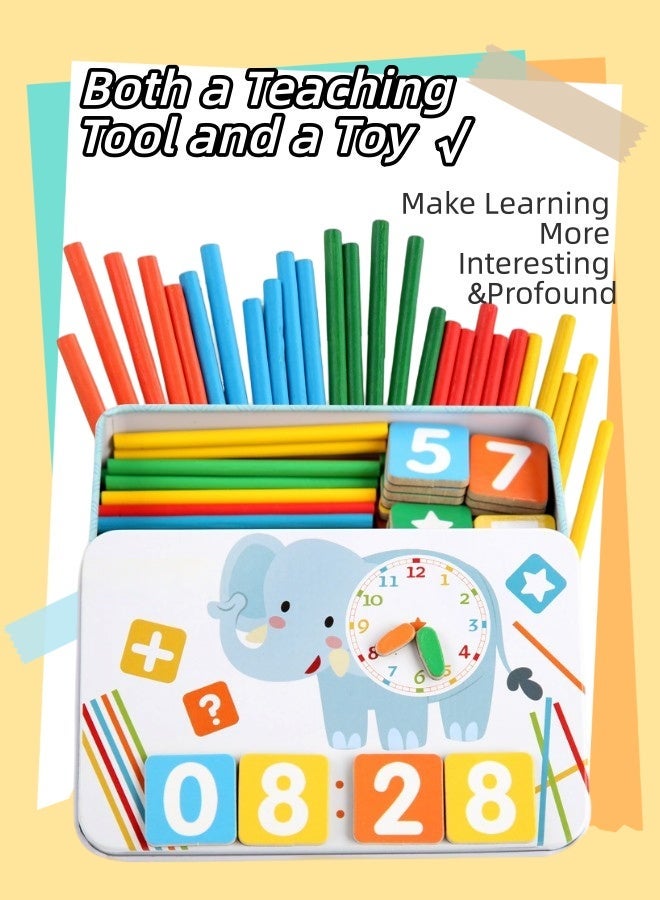 Saudi Select Magnetic Math Sticks & Clock Learning Set for Kids | Early Development Counting and Arithmetic Learning & Education Tool - Image 2