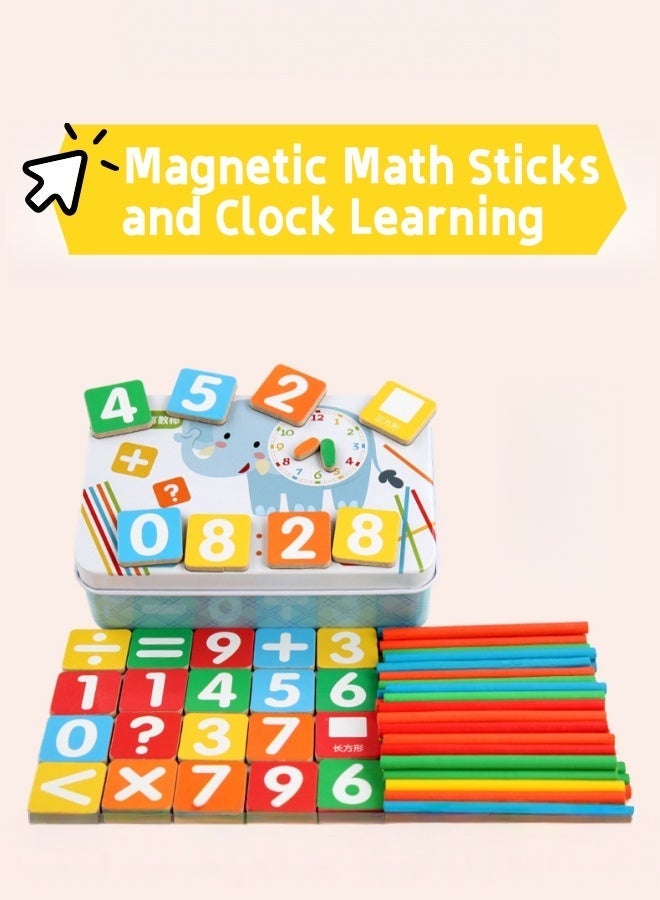 Saudi Select Magnetic Math Sticks & Clock Learning Set for Kids | Early Development Counting and Arithmetic Learning & Education Tool - Image 1