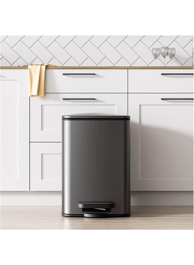 Hands-Free Stainless Steel Step Trash Can with Soft-Close Lid, 7L - Image 2