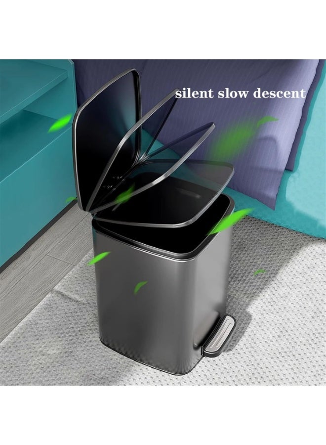 Hands-Free Stainless Steel Step Trash Can with Soft-Close Lid, 7L - Image 4