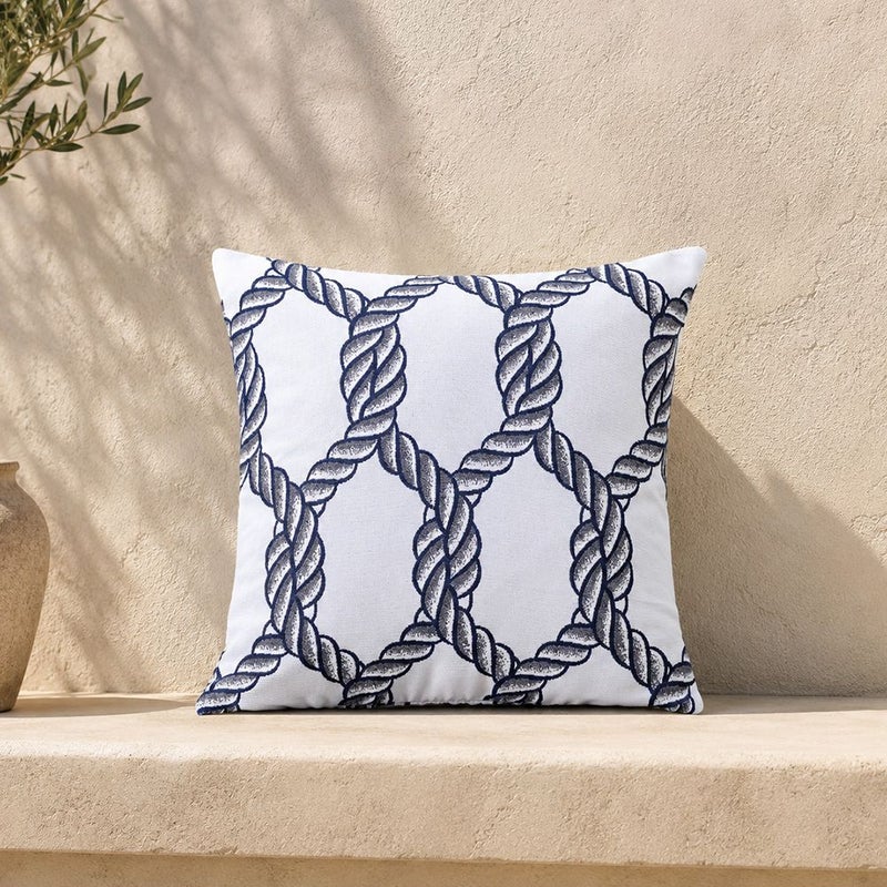 DANUBE HOME Woven Cushion 45X45Cm - Caribbean Midnight, Multi Color, Distinctive Accent Cushion, 100% Olefin, For Balcony Seating, Garden Benches And Terrace Sofa - Image 1