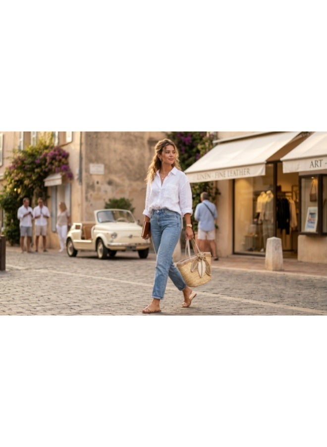 Botanical Straw Beach Bag for Women- Summer New Fashionable Handbag, Shoulder Bag, Tote Bag With Large Capacity And High Quality For Women - Image 2