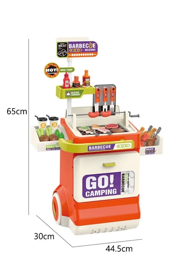 Kitchen Playset Pretend Toys with Spray BBQ Play Set Toys for Kids Barbecue Grill Toy Play House Toy Role Playing Game Pretend Food and Cooking Playset Interactive Grill Play Food BBQ Accessories Set Indoor Outdoor DIY Toy for Boys Girls - Image 2