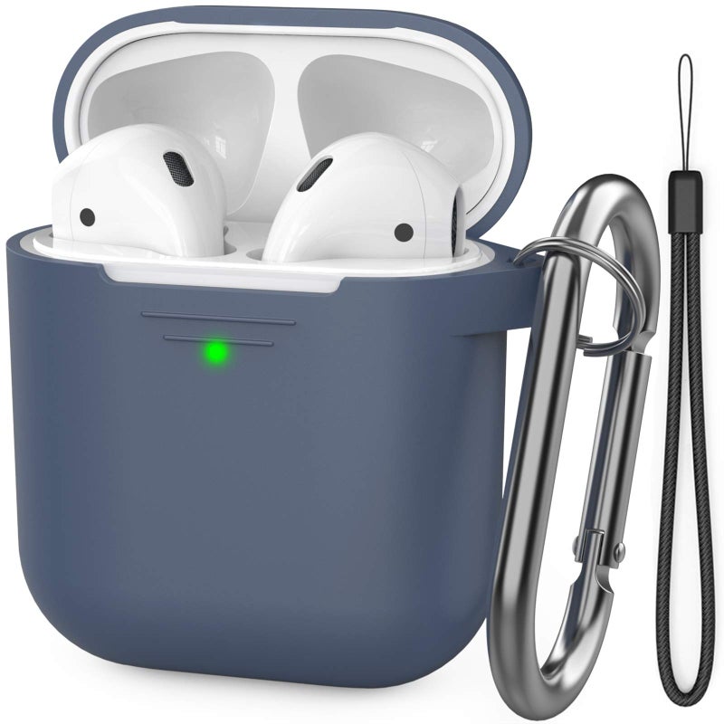 AhaStyle Upgrade Silicone Case Protective Cover [Front LED Visible] Compatible with Apple AirPods 2 & 1 (Navy Blue) - Image 1