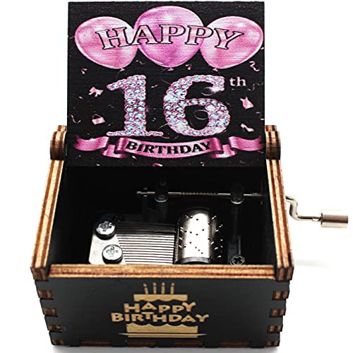 ukebobo Wooden Music Box- Happy Birthday Music Box, Gifts for 16th Birthday, 16 Years Old Birthday Party Decorations- 1 Set(16th-02) - Image 2