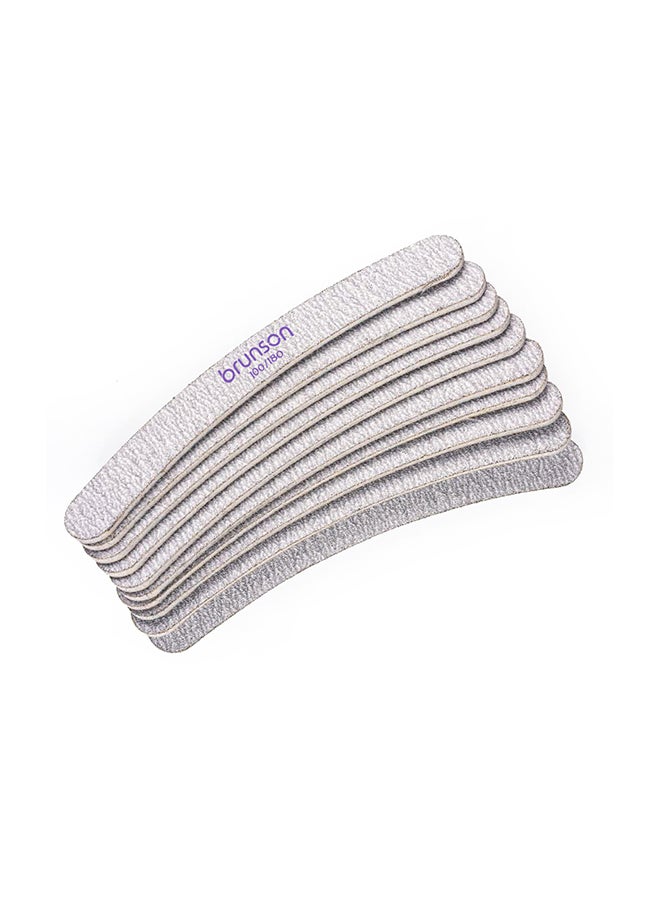 brunson Double Sided  Professional Fingernail Files Kit, Curved Zeebra Nail File, 25 Pieces Per Pack - EB-311Z - Image 1