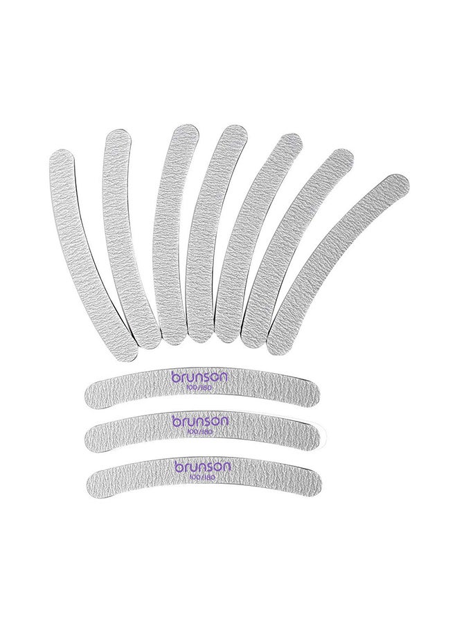 brunson Double Sided  Professional Fingernail Files Kit, Curved Zeebra Nail File, 25 Pieces Per Pack - EB-311Z - Image 2