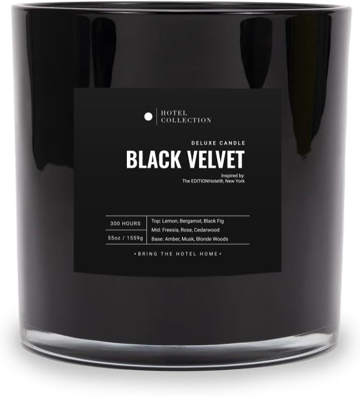 AROMA360 Aroma360 Hotel Collection Black Velvet Scented Candle 55oz, Inspired by Luxury Hotels, 300 Hour Burn Time, A Fusion of Lemon, Bergamot, Black Fig, Freesia, Rose, Cedarwood, Amber, Musk & Blonde Woods 