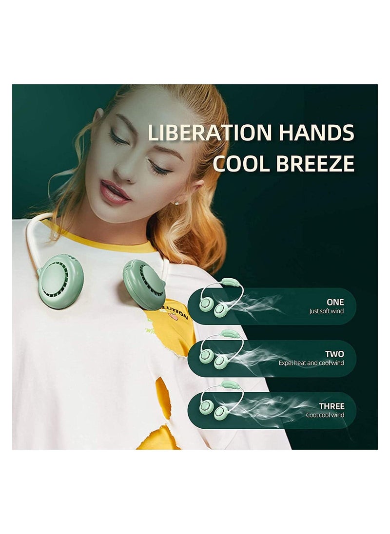 USB Neck Fan Hand Free Personal Lazy Neckband Fan, Wearable Rechargeable Necklace Mini Portable Sport Fan, Cooler Fan with 2000mAh Recharger, Adjustable 3 Speeds for Traveling Outdoor - Image 2