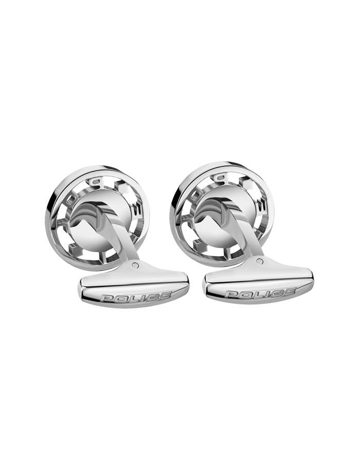 POLICE Pyramid Stainless Steel and Black fibre Cufflinks For Men  - Image 3