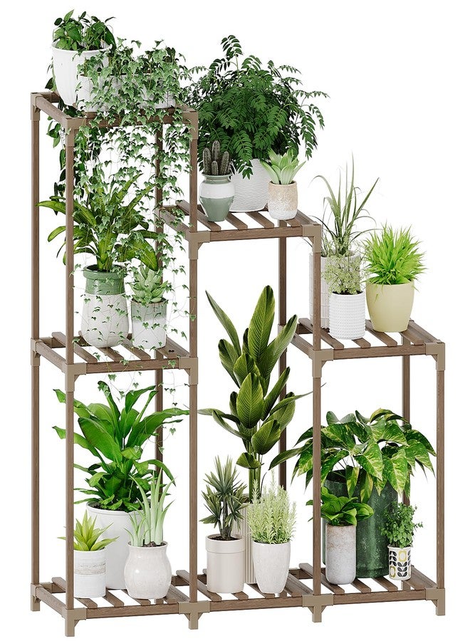 Bamworld Plant Stand Indoor Wood Plant Shelf Outdoor Tiered Plant Rack for Multiple Plants Upgrade 3 Tiers 7 Potted Ladder Plant Holder Plant Table for Mulitiple Pots Boho Decor Home Decor for Window - Image 1
