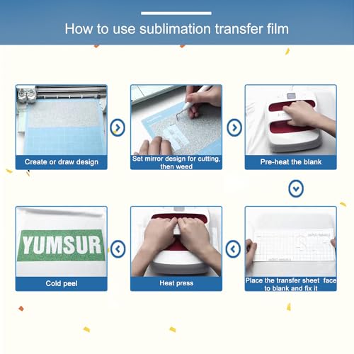 YumSur Transfer Ink Sheets for Heat Press Machine, Solid Color Transfer Paper Sublimation for Cricut Mug Press, 24pcs, 4.5"x12" Glitter Pre-Inked Sublimation Paper for T-Shirts Cup Coasters Mug - Image 5