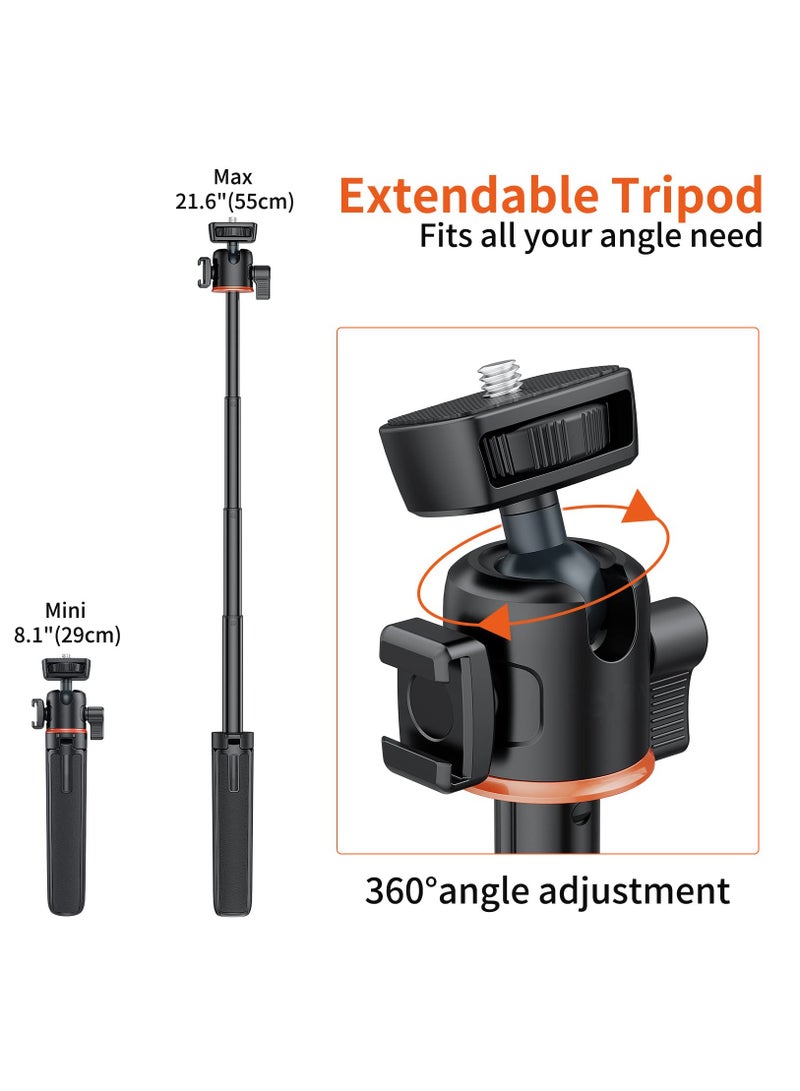 Extendable 21.6" Magnetic Tripod with 1/4" Mount & Magnetic Ring, Ideal Cell Phone Tripod Stand for iPhone 15/14/13 & All Phones and Cases. - Image 4