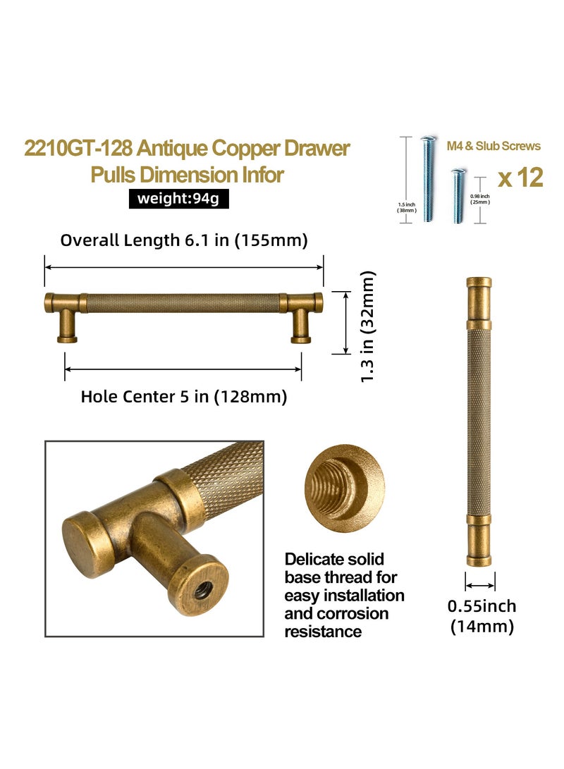 Goo-Ki 6 حزم من مقابض الخزانة المخرشّة ومقابض الأدراج النحاسية العتيقة،  مقابض برونزية عتيقة مصنوعة من سبائك الزنك لمطبخ الخزانة - Image 4