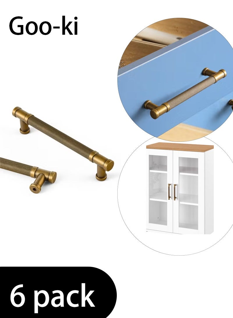 Goo-Ki 6 حزم من مقابض الخزانة المخرشّة ومقابض الأدراج النحاسية العتيقة،  مقابض برونزية عتيقة مصنوعة من سبائك الزنك لمطبخ الخزانة - Image 1