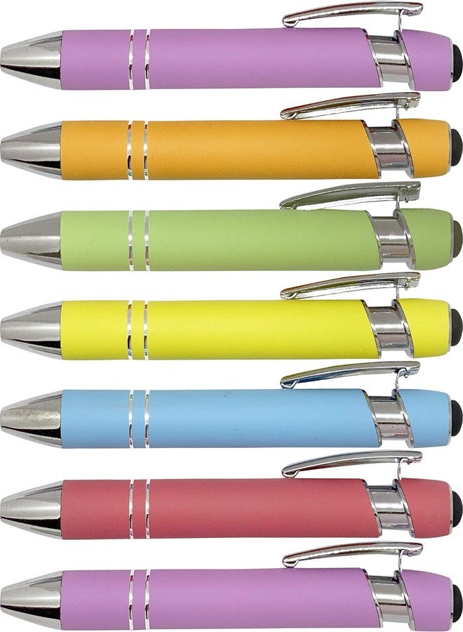 Express Pencils Pastel Rubberized Soft Touch | Pastel Colors | Ballpoint Pen with Stylus Tip a stylish, premium metal pen, black ink, medium point (Assorted, 7 Pack) - Image 1