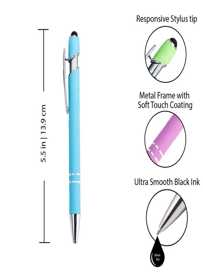 Express Pencils Pastel Rubberized Soft Touch | Pastel Colors | Ballpoint Pen with Stylus Tip a stylish, premium metal pen, black ink, medium point (Assorted, 7 Pack) - Image 2
