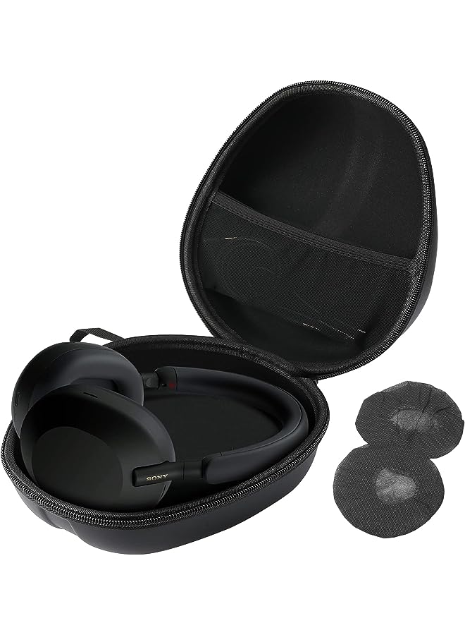 Procases Hard Shell Headphone Case for Sony, Beats, Philips, Bose, JBL, Maxell, Panasonic, Audio Technica, Skullcandy and More, Travel Carrying Bag with 2 Earpad Covers, Father’s Day Gift –Black - Image 1