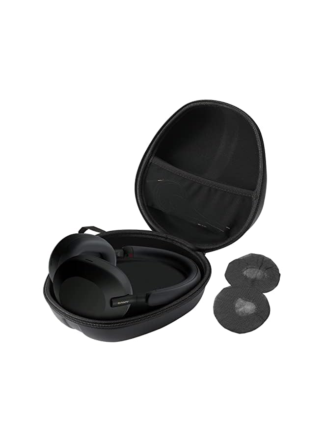 Procases Hard Shell Headphone Case for Sony, Beats, Philips, Bose, JBL, Maxell, Panasonic, Audio Technica, Skullcandy and More, Travel Carrying Bag with 2 Earpad Covers, Father’s Day Gift –Black - Image 2