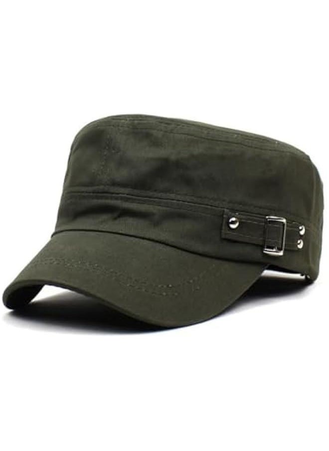 Generic Unisex Washed Cotton Military Caps Adjustable Cadet Army Caps Vintage Flat Top Cap Newsboy Cap Peaked Beret Cap  - Image 1