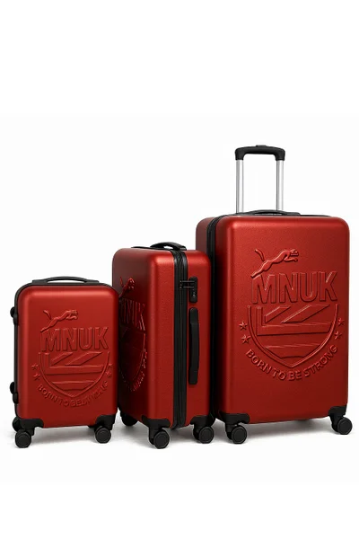 MNUK MANCHESTER Set of 3 Luggage bag| Polycarbonates &amp; ABS Hardside Luggage Trolley with TSA Lock| Double 360Â° 4 Wheeler| Cabin-20 Inch, Medium- 24 Inch, Large-28 Inch| Wine Red