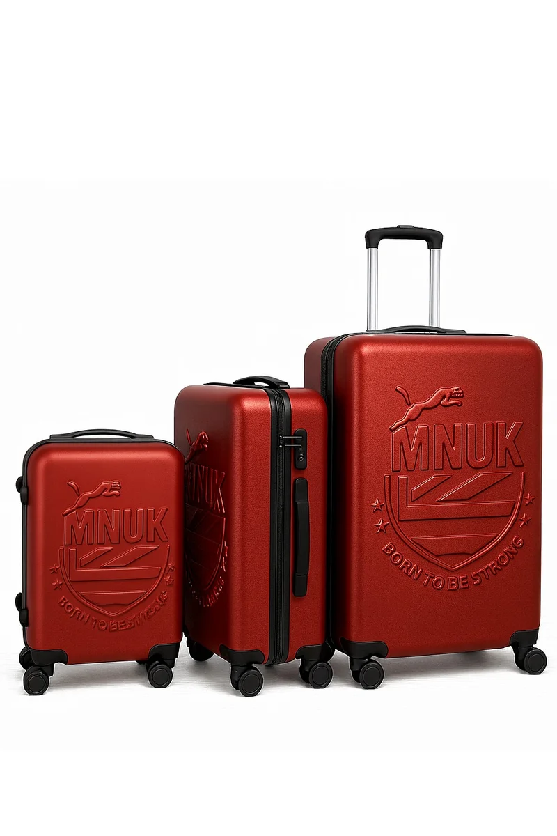 MNUK MANCHESTER Set of 3 Luggage bag| Polycarbonates &amp; ABS Hardside Luggage Trolley with TSA Lock| Double 360Â° 4 Wheeler| Cabin-20 Inch, Medium- 24 Inch, Large-28 Inch| Wine Red