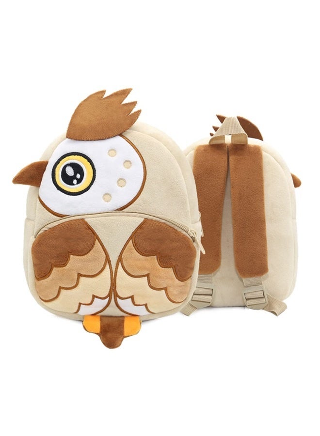 Toddler Backpack for Boys and Girls, Cute Soft Plush Animal Cartoon Mini Backpack Little For Kids 2-6 Years (owl brown)  - Image 1