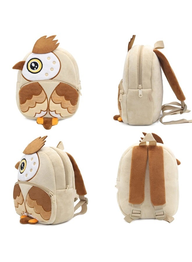 Toddler Backpack for Boys and Girls, Cute Soft Plush Animal Cartoon Mini Backpack Little For Kids 2-6 Years (owl brown)  - Image 2