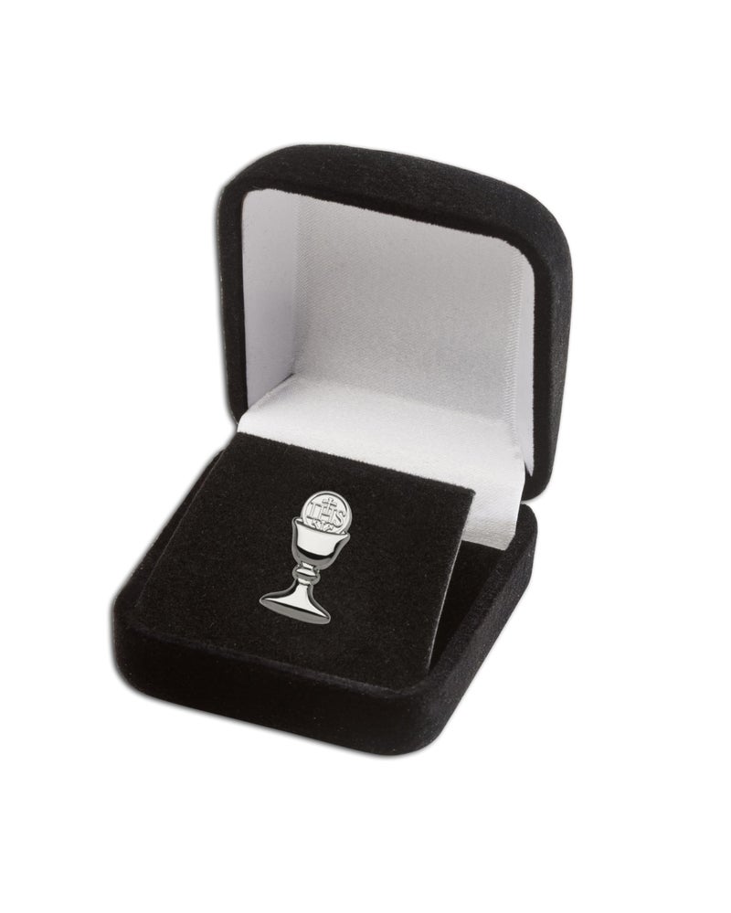 Precious Pieces First Communion Gift Chalice Tie or Lapel Pin for Boys (Silver Tone) - Image 3
