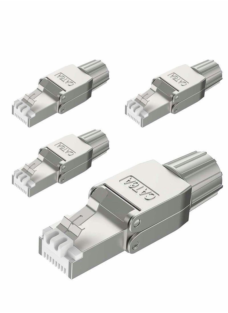KASTWAVE - RJ45 Cat6A Connectors, Tool-Free Reusable Shielded Ethernet Termination Plugs for 23AWG SFTP UTP Cable, 10G Easy Internet Plug, Fast Field Installation (4 Pack) - Image 1