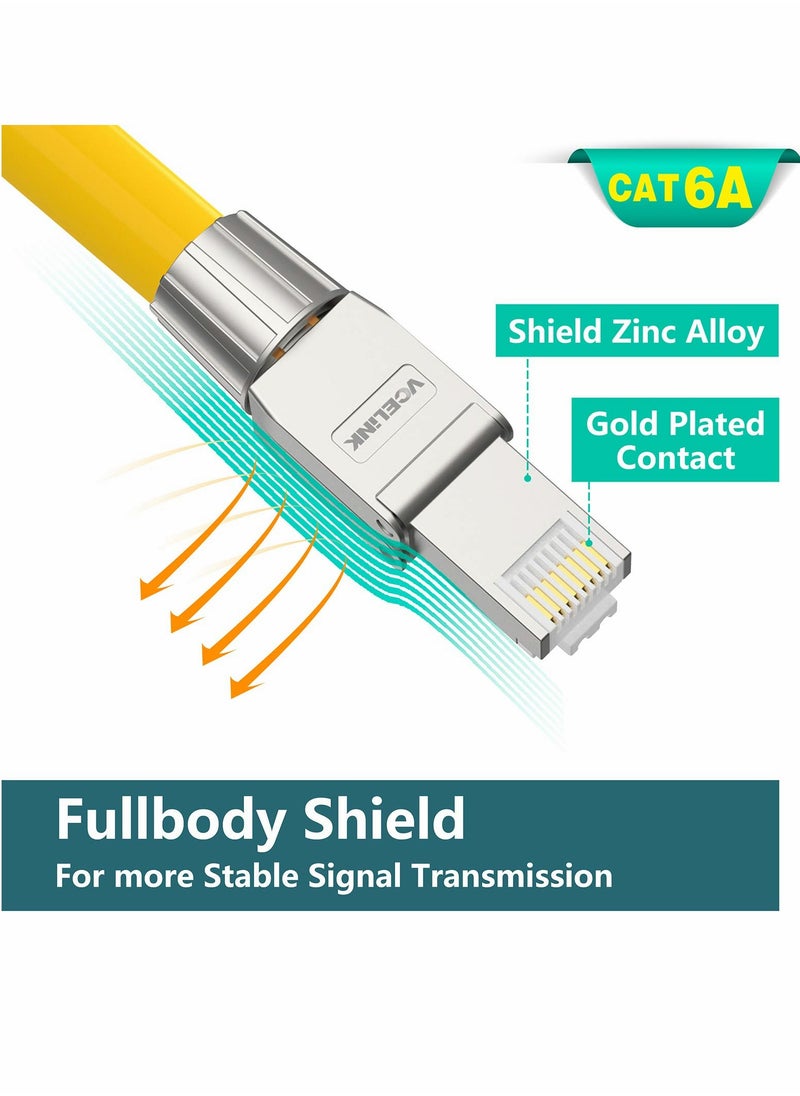 KASTWAVE - RJ45 Cat6A Connectors, Tool-Free Reusable Shielded Ethernet Termination Plugs for 23AWG SFTP UTP Cable, 10G Easy Internet Plug, Fast Field Installation (4 Pack) - Image 1