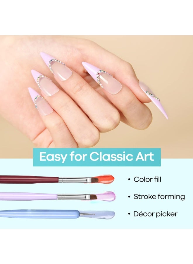 Nail Art Brushes Set Lofuanna 6Pcs Nail Tips Art Design Tools with Poly Extension Gel Brush, Nail Polish Brush, Carved Brush, Art Liner Brush and Dotting Pen, Acrylic Nail Brushes, Painting Drawing - Image 5