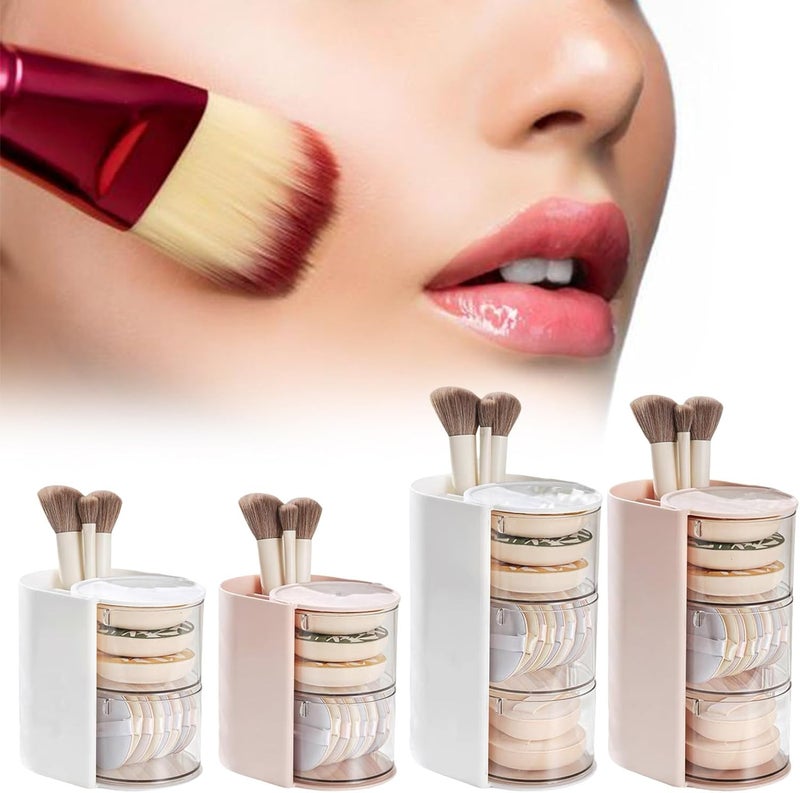 Elegant Makeup Brush and Puff Storage Box Multipurpose Cosmetics Organizers Home Accessory for Trendy Women Ladies Portable Makeup Case - Image 2