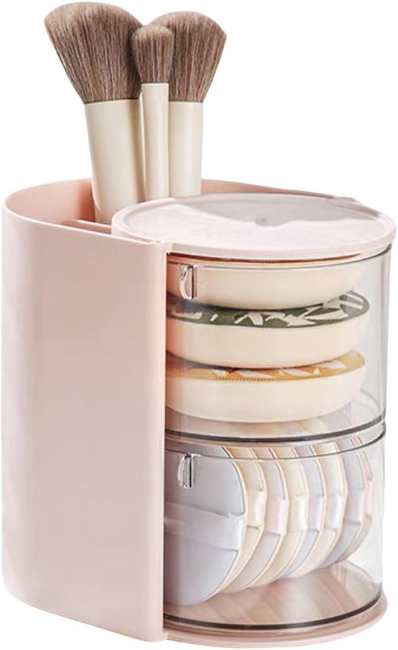 Elegant Makeup Brush and Puff Storage Box Multipurpose Cosmetics Organizers Home Accessory for Trendy Women Ladies Portable Makeup Case - Image 1