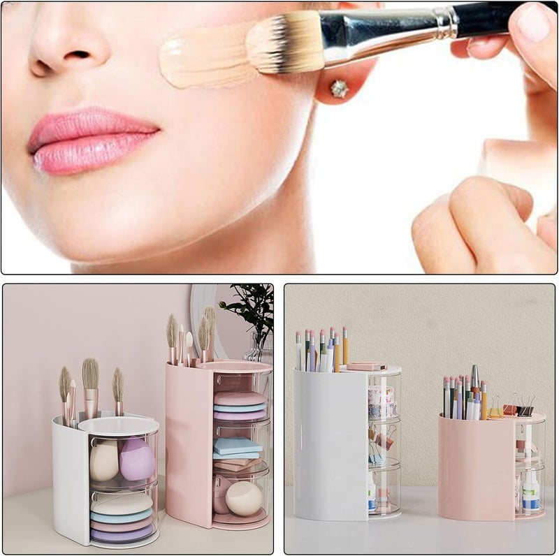Elegant Makeup Brush and Puff Storage Box Multipurpose Cosmetics Organizers Home Accessory for Trendy Women Ladies Portable Makeup Case - Image 4