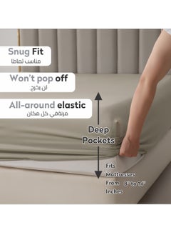 Donetella Bedding Fitted Sheet 3-Pcs King Size Solid Bed Sheet Set Fits(180x200CM) With Pillowcases And 35 CM Extra Deep Brushed Microfiber Bed Sheet,Tan  - Image 2