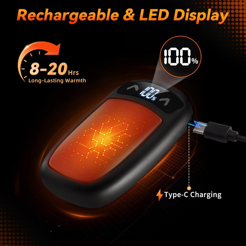 KYEKIO Rechargeable Hand Warmer 2Pack, AI Chips Electric Hand Warmers with LED Display, 3 Temps Portable Magnetic Handwarmers, Pocket-Sized Electronic Hand Warmers for Women, Man, Camping, Hunting, Christmas - Image 4