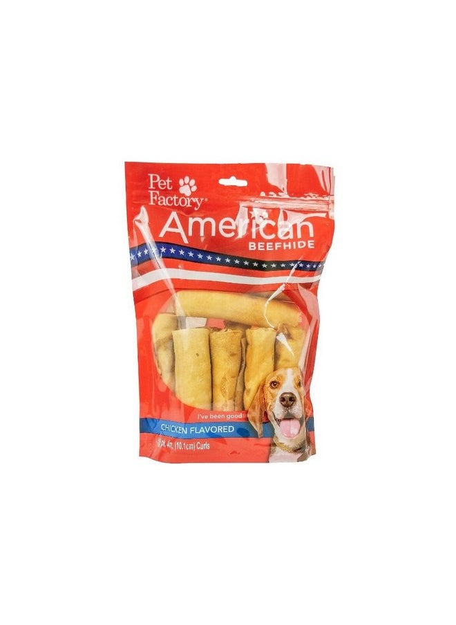 بيت فاكتوري حلوى مضغ للكلاب من إنتاج شركة Pet Factory American Beefhide مقاس 4 بوصات - بنكهة الدجاج، 10 قطع/عبوة واحدة  - Image 1